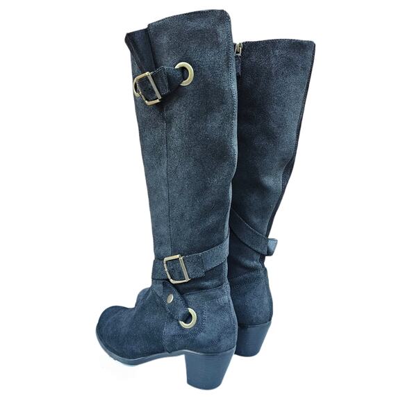 Tall Riding Boots KneeHigh Cordani Orlando Sz EU40 US 9 Black Suede Leather Moto - Picture 4 of 13